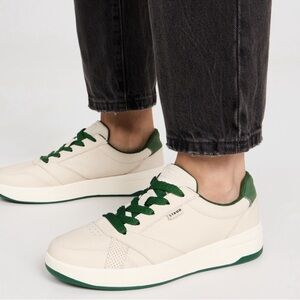 EUC KEDS X STAUD The Court Sneakers Cream and Green Women's Sz 7.5 Sold Out